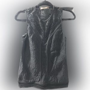 Robert Cavalli | Black A-Line Cutout Knit Lace Tank Top | Size EU 44